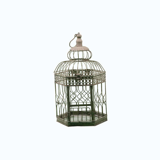 Decoración jaula metal blanco